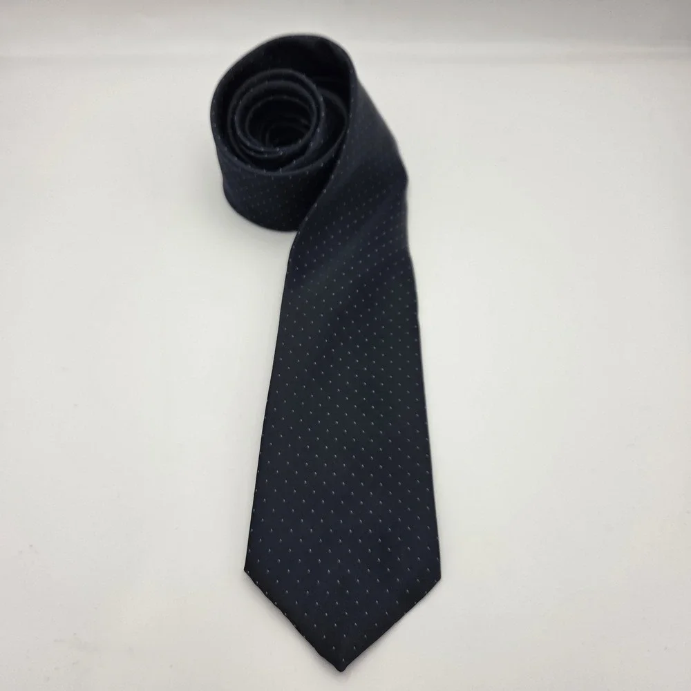 John Weitz Neck Tie Navy Blue With Small Polka Dots